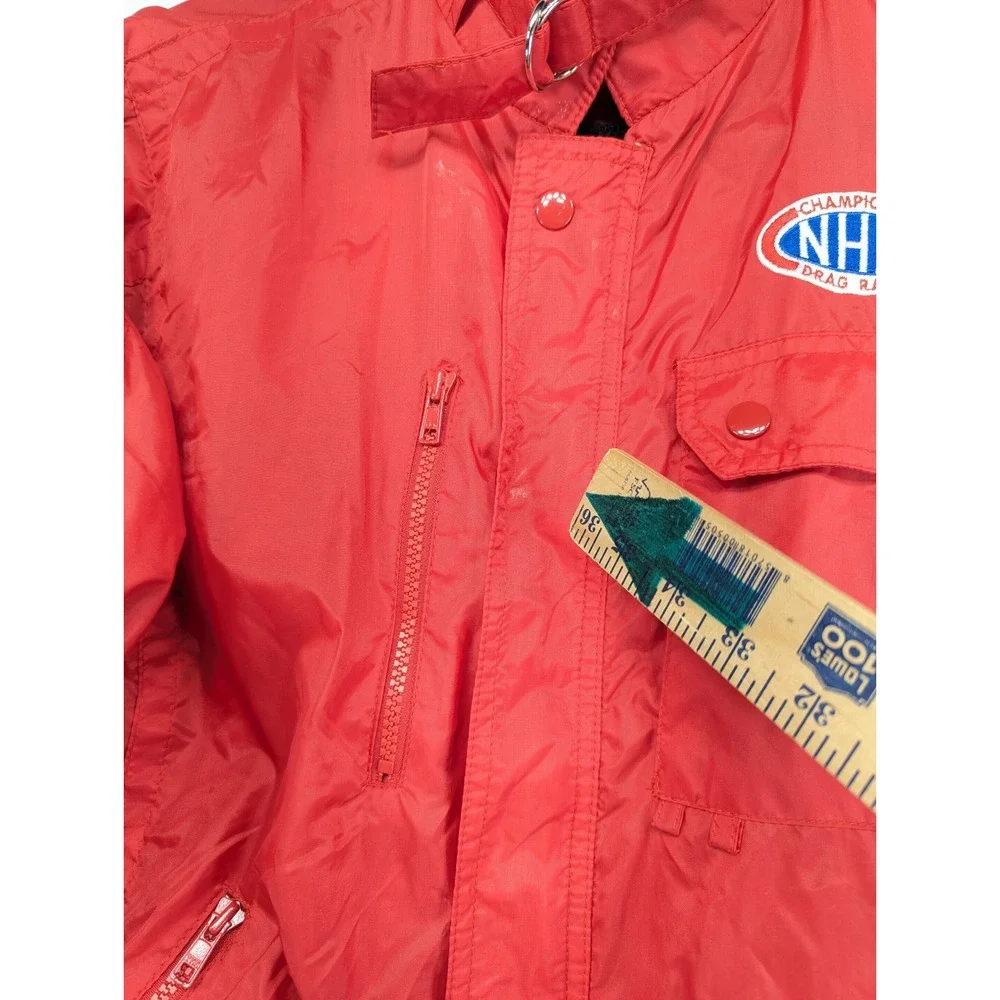 Vintage NHRA Drag Racing Bomber Jacket Red Nylon Windbreaker Mens Medium J10